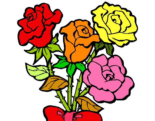 Dibujo de rosas de colores pintado por Natalia27 en Dibujos.net el día  01-10-12 a las 21:38:53. Imprime, pinta o colorea tus propios dibujos!