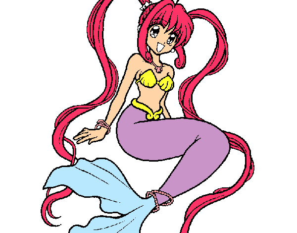 Dibujo Sirena con perlas pintado por oled