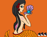 Dibujo Sirena y perla pintado por Leis