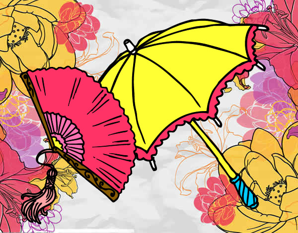 Dibujo Abanico y paraguas pintado por tonita321