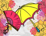 Dibujo Abanico y paraguas pintado por tonita321