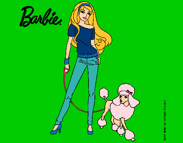 Dibujo Barbie con look moderno pintado por Badinu