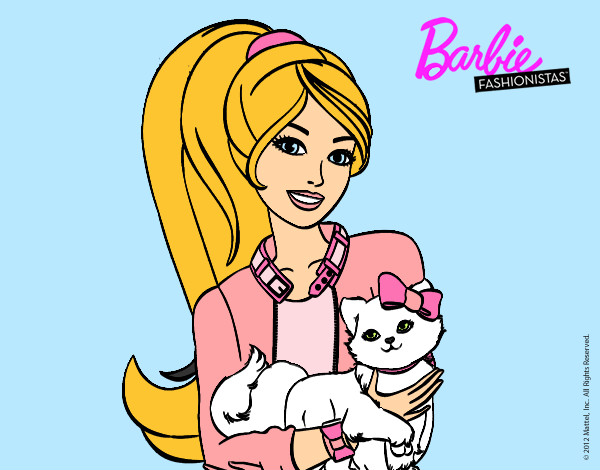Dibujo Barbie con su linda gatita pintado por nata1201