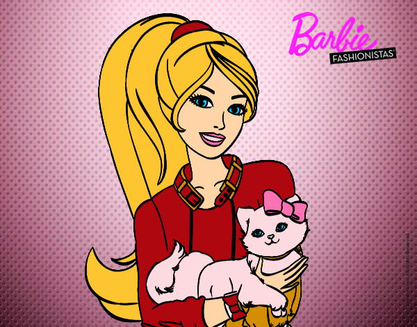Dibujo Barbie con su linda gatita pintado por patribueno