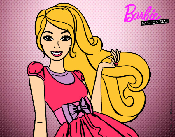 Dibujo Barbie con su vestido con lazo pintado por Badinu