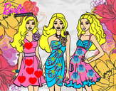 Dibujo Barbie y sus amigas vestidas de fiesta pintado por annubis