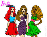 Dibujo Barbie y sus amigas vestidas de fiesta pintado por fukcencio