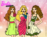 Dibujo Barbie y sus amigas vestidas de fiesta pintado por KitiLM