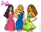 Dibujo Barbie y sus amigas vestidas de fiesta pintado por nata1201