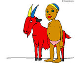 Dibujo Cabra y niño africano pintado por tomivalen
