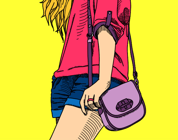 Dibujo Chica con bolso pintado por Badinu