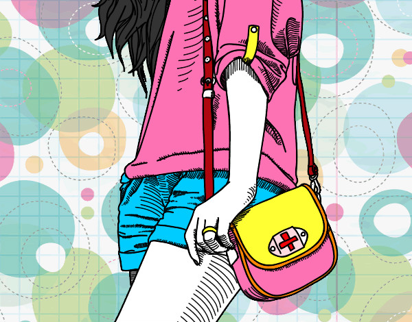 Dibujo Chica con bolso pintado por valrntina