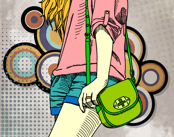 Dibujo Chica con bolso pintado por XOFI