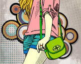 Dibujo Chica con bolso pintado por XOFI