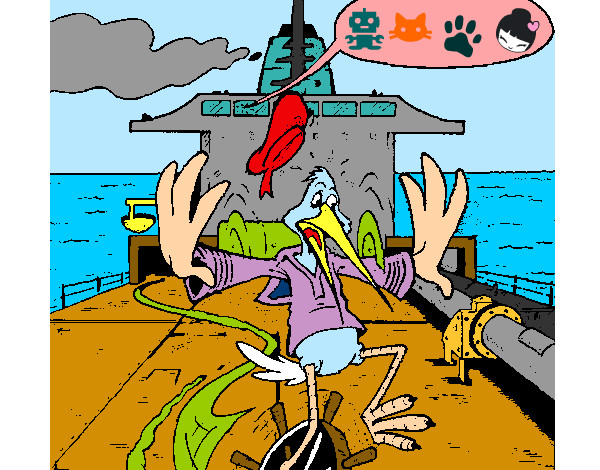 Dibujo Cigüeña en un barco pintado por yesabel