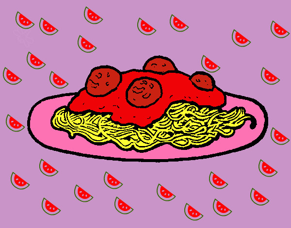 Dibujo Espaguetis con carne pintado por brianna