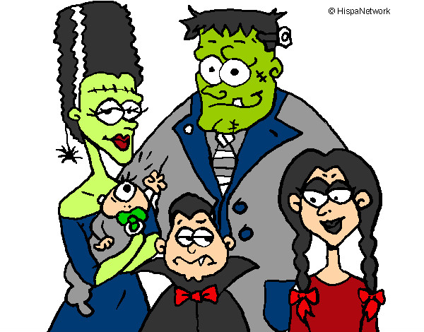 Dibujo Familia de monstruos pintado por oled