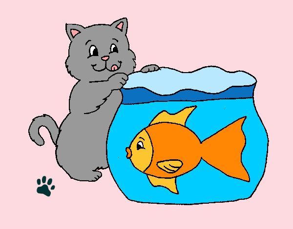 Dibujo Gato y pez pintado por AmuNyan