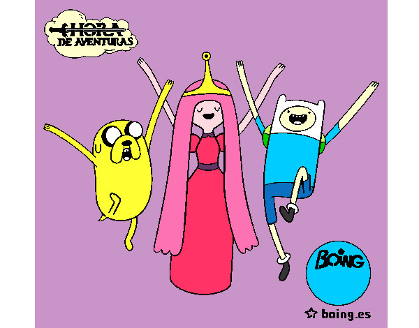 Dibujo Jake, Princesa Chicle y Finn pintado por Meriem02