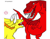 Dibujo Lucha de dinosaurios pintado por jrluisb