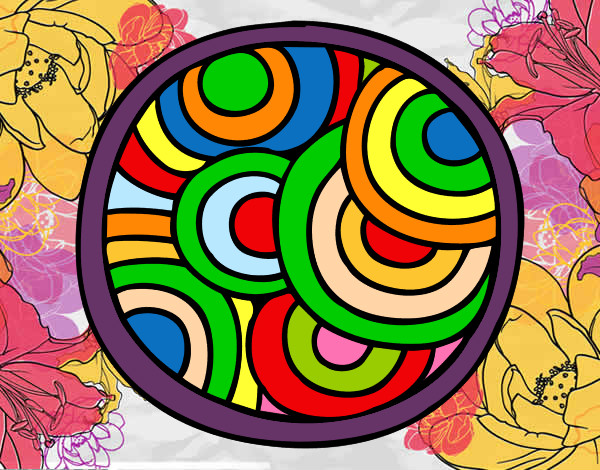 Dibujo Mandala circular pintado por rino