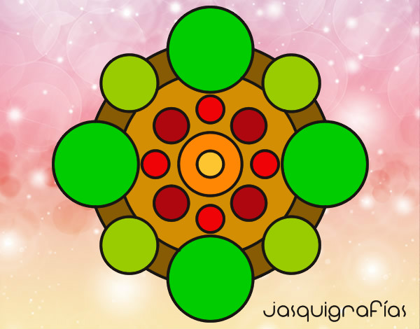Dibujo Mandala con redondas pintado por yesabel