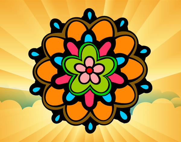 Dibujo Mándala con una flor pintado por yesabel
