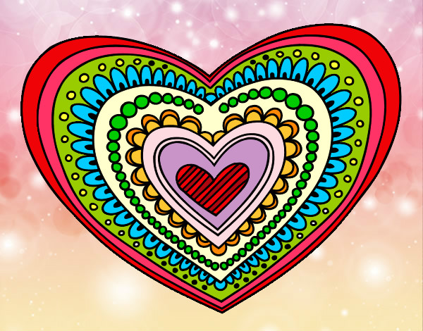 Dibujo Mandala corazón pintado por XOFI
