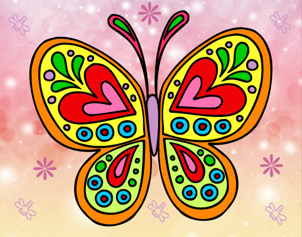Dibujo Mandala mariposa pintado por yesabel