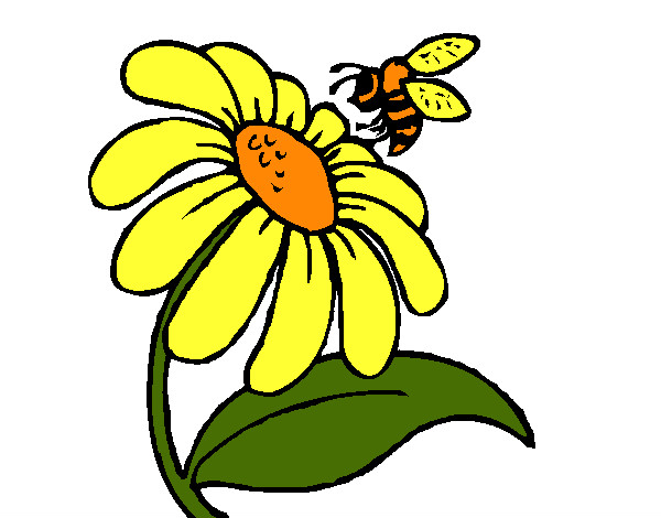 Dibujo Margarita con abeja pintado por yesabel