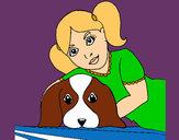 Dibujo Niña abrazando a su perro pintado por charito
