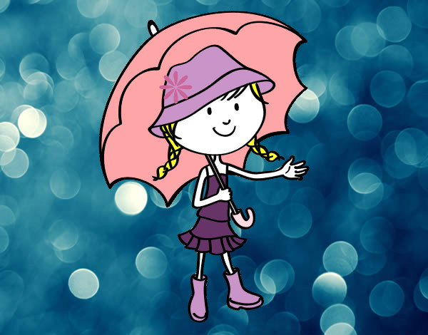 Dibujo Niña con paraguas pintado por heather