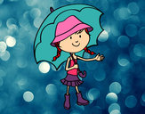 Dibujo Niña con paraguas pintado por Luna30055