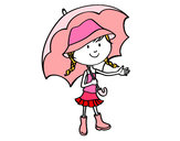 Dibujo Niña con paraguas pintado por mejoresbff