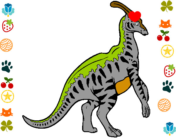 Dibujo Parasaurolofus con rayas pintado por divs