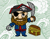Dibujo Pirata con tesoro pintado por fioress13