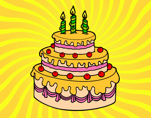 Dibujo Tarta de cumpleaños pintado por XOFI