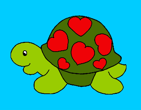 Dibujo Tortuga con corazones pintado por Badinu