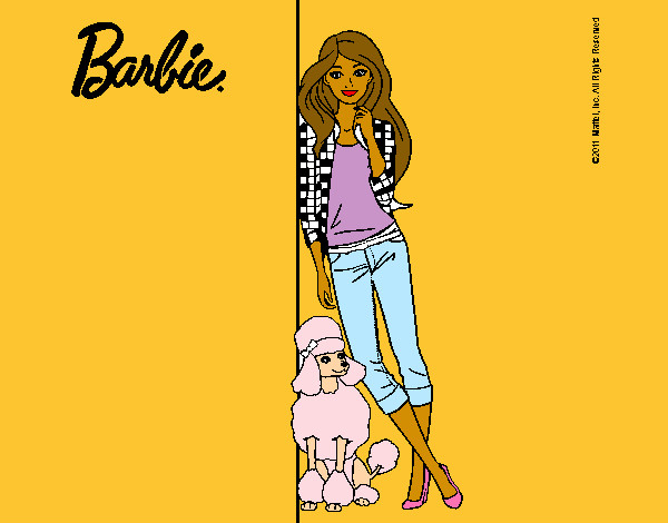Dibujo Barbie con cazadora de cuadros pintado por TiernaNany