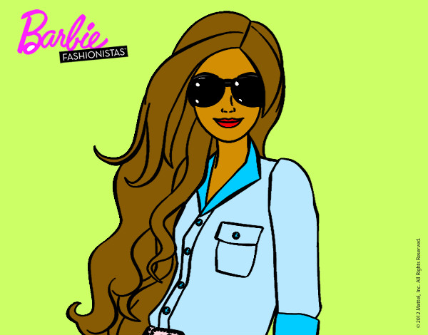 Dibujo Barbie con gafas de sol pintado por TiernaNany