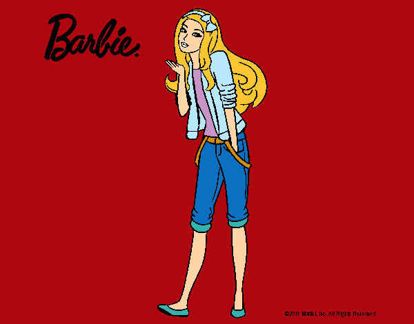 Dibujo Barbie con look casual pintado por TiernaNany