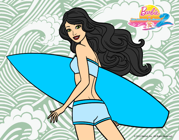 Dibujo Barbie surfera pintado por TiernaNany