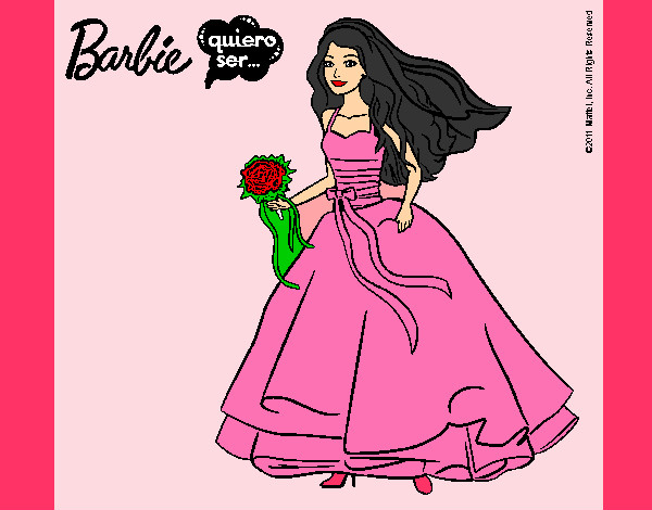 Dibujo Barbie vestida de novia pintado por TiernaNany