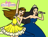 Dibujo Barbie y la princesa cantando pintado por charito