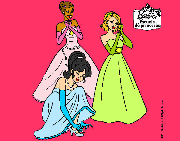 Dibujo Barbie y sus amigas vestidas de gala pintado por TiernaNany