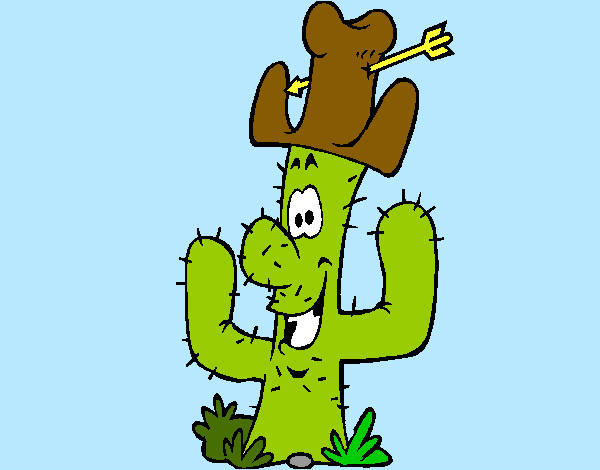 Dibujo Cactus con sombrero pintado por omish