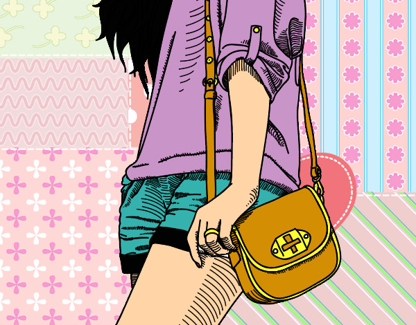 Dibujo Chica con bolso pintado por Cata_Swag