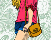 Dibujo Chica con bolso pintado por Fiamuu