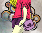 Dibujo Chica con bolso pintado por luciana9