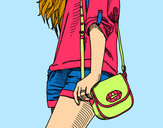 Dibujo Chica con bolso pintado por Myryan